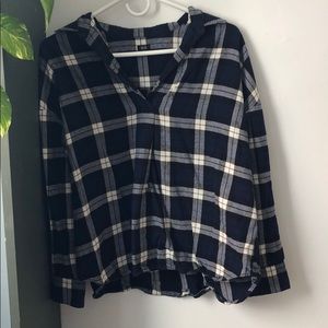 Uniqlo Blue and White Plaid Cotton Shirt
